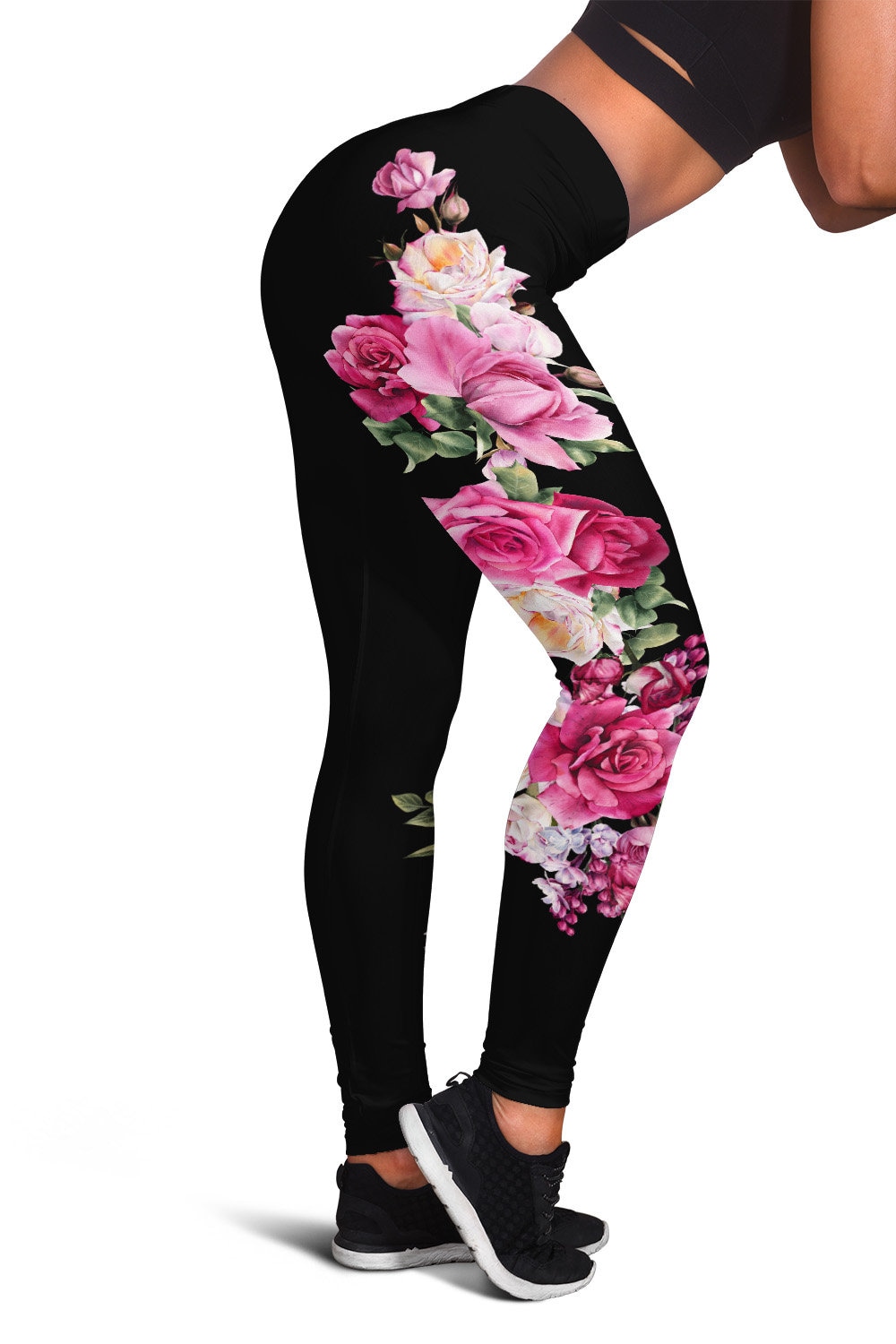 Floral Rose Leggings Flower Leggings Womens Girls Modern Etsy