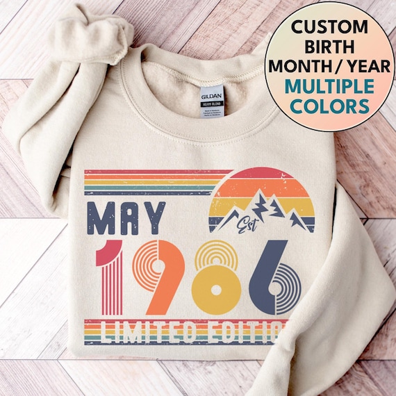 1986 Retro Birthday Sweatshirt – Vintage 40th Birthday Gift – Unisex T-Shirt for Men & Women – Classic 90s Style Party Anniversary Outfit