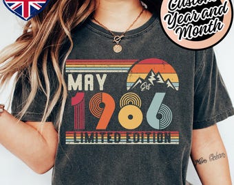 Koszulka urodzinowa z 1986 roku – prezent na 40. urodziny w stylu retro – bluza z kapturem w stylu vintage dla mężczyzn/kobiet – koszulka unisex dla męża lub żony