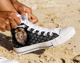 Lion Head Men's and Women's Shoes, Lion Shoes Art Pattern, Black