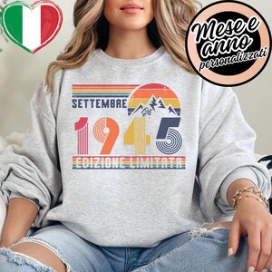 Felpa Retrò 80 Compleanno – Sweatshirt Vintage 1945 Uomo Donna – Regalo Anni ’40 per Marito o Moglie Felpa Unisex per Festa o Anniversario