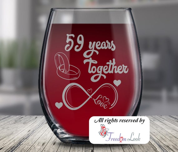 Regalo per il 59 anniversario di matrimonio per lui e per lei Bicchiere da  vino per il 59 anniversario per marito e moglie sposati da 59 anni 59 anni  insieme a lei -  Italia