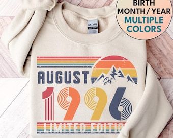 1996 Sweatshirt, 1996 Geburtstag Sweatshirt Pullover, 1996 Geburtstag Jahr Nummer Sweat für Frauen oder Männer, Geburtstagsgeschenk, 30.Geburtstag Sweatshirt