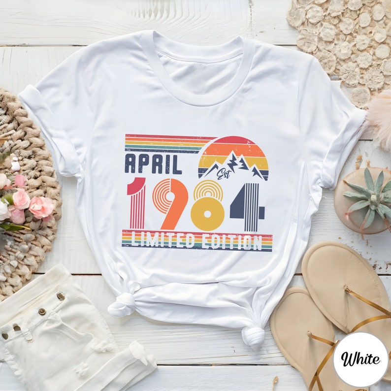 40th Birthday Retro Shirt, 1984 Birthday Sweatshirt Gift, 40 Years Bday Number Hoodie for Women / Men, Forties Bday Tee For Wife Or Husband image 2