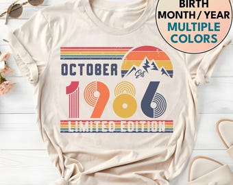 40th Birthday Retro Shirt, 1986 Birthday Sweatshirt Gift, 40 Years Bday Number Hoodie for Women / Men, Forties Bday Tee For Wife Or Husband