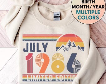 1986 Retro Birthday Sweatshirt – Vintage 40th Birthday Gift – Unisex T-Shirt for Men & Women – Classic 90s Style Party Anniversary Outfit