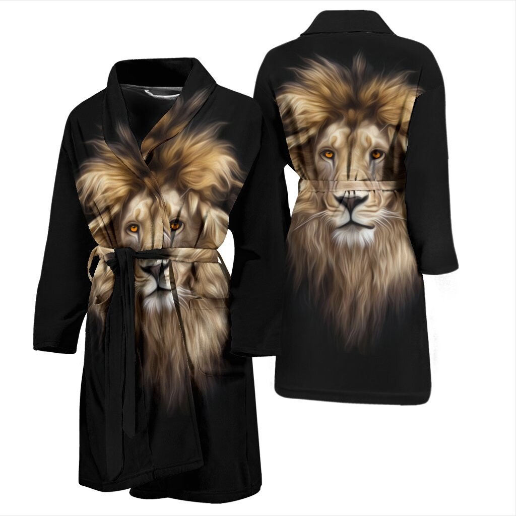 Unique Lion Head Lover Bathrobe, Lion Men and Women Bath Robe, I