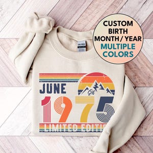 Sweat-shirt 1975, Sweat-shirt d'anniversaire 1975, Sweat-shirt avec numéro d'année d'anniversaire 1975 pour femme ou homme, cadeau d'anniversaire, Sweat-shirt pour 50e anniversaire