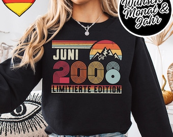 18. Geburtstag Retro Sweatshirt – Vintage 2008 Pullover Geschenk – Hoodie 18 Jahre Unisex – Coole Idee für Party, Club & Geschenk