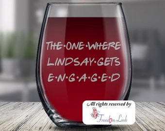 7 Colors Personalized Engagement Gift For Women, Engaged Wine Glass, Just Engaged Gifts, Engagement Wine Glass, Engagement Party Gift