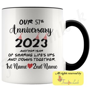 Personalisierte 57. Hochzeitstag Geschenk für Ihn und Sie, Siebenundfünfzigste Tasse für Ehemann & Frau, Frau Hubby Tasse, 57 Jahre zusammen Bild 5