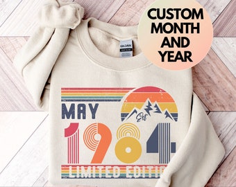1984-Sweatshirt, 1984-Geburtstags-Sweatshirt-Pullover, 1984-Geburtstagsjahr-Nummer-Sweatshirt für Frauen oder Männer, Geburtstagsgeschenk, 40. Geburtstagsshirt