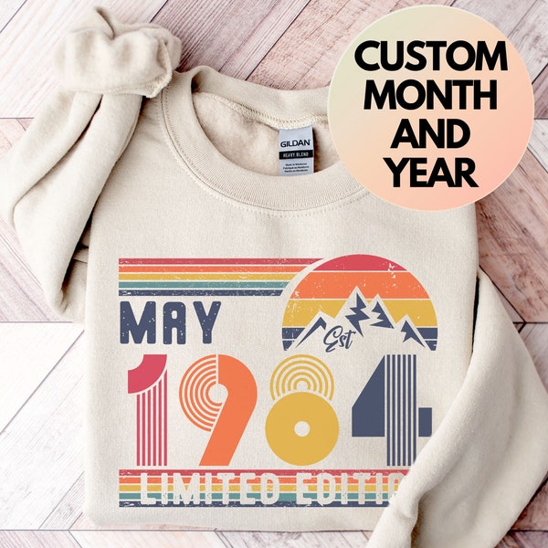 Sudadera de 1984, suéter de sudadera de cumpleaños de 1984, sudor de número de año de cumpleaños de 1984 para mujeres u hombres, regalo de cumpleaños, camisa de cumpleaños número 40