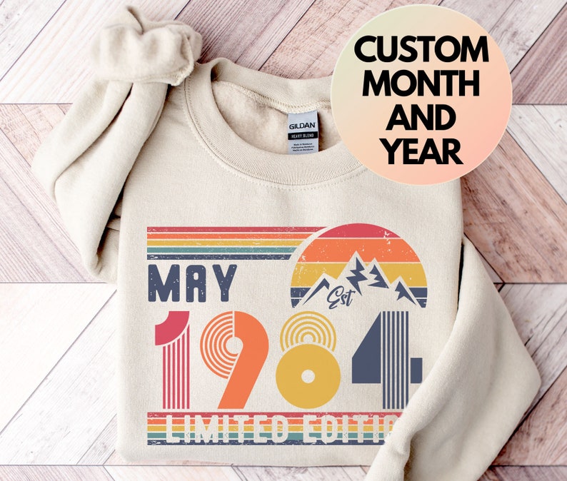 1984 Sweatshirt, 1984 Birthday Sweatshirt Sweater, 1984 Birthday Year Number Sweat for Women Or Man, Birthday Gift, 40th Birthday Shirt image 1