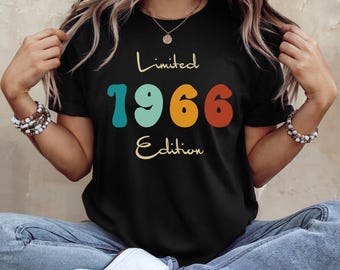 60th Birthday Retro Shirt, Limited Edition 1966 T-Shirt, Birthday Gift For Women,  60 Birthday Party Tee, Retro Birthday Tee, Born in 1966