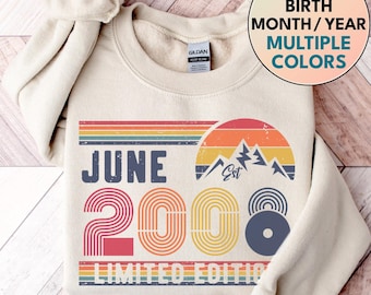 18th Birthday Sweatshirt, 2008 Sweatshirt, 2008 Birthday Sweatshirt Sweater, 2008 Birthday Year Number Shirt for Women Or Man, Birthday Gift