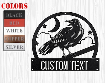 Raven Birdwatch Customized Sign Gift For Him, Raven Name Sign Gift For Bird Lovers, Gift For Birdwatching Dad,  Raven House Plaque Gift