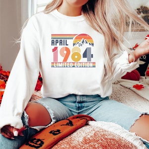1984 Sweatshirt, 1984 Birthday Sweatshirt Sweater, 1984 Birthday Year Number Sweat for Women Or Man, Birthday Gift, 40th Birthday Shirt image 5