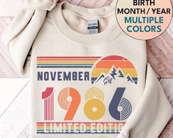 1986 Retro Birthday Sweatshirt – Vintage 40th Birthday Gift – Unisex T-Shirt for Men & Women – Classic 90s Style Party Anniversary Outfit