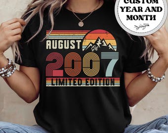 18th Birthday Limited Edition Retro Shirt, 2007 Bday Sweatshirt Gift Ideas, 18 Years Old Bday Hoodie for Women / Men, 18th Bday Party Tee
