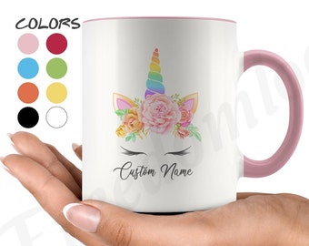 7 Colors Personalized Unicorn Colored Coffee Mug, Unicorn Kitchen Decor, Unicorn Lover Gift, I Love Unicorns