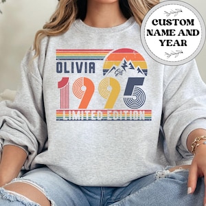 Personalized 1995 Birthday Sweatshirt Sweater, 1995 Birthday Year Number Sweat for Men Women, Custom Birthday Gift, 30th Birthday Sweatshirt