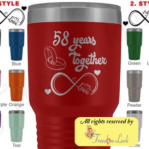 58th Wedding Anniversary Gift For Him And Her, 58th Anniversary Tumbler For Husband & Wife, Married For 58 Years, 58 Years Together With Her