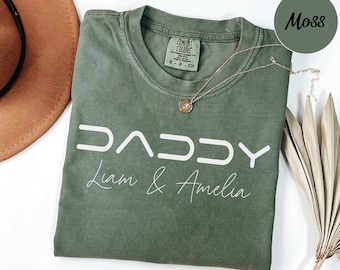 Personalisiertes Daddy Comfort Colors Shirt, zum ersten Mal Vater, benutzerdefinierte Kindernamen T-Shirt für Daddy, Vatertagsgeschenk für ihn, Eltern für Sweatshirt