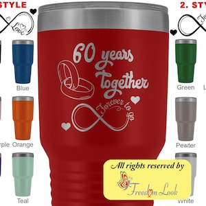 Diamond Anniversary Gift For Him And Her, 60th Anniversary Tumbler For Husband & Wife, Married For 60 Years, 60 Years Together With Her