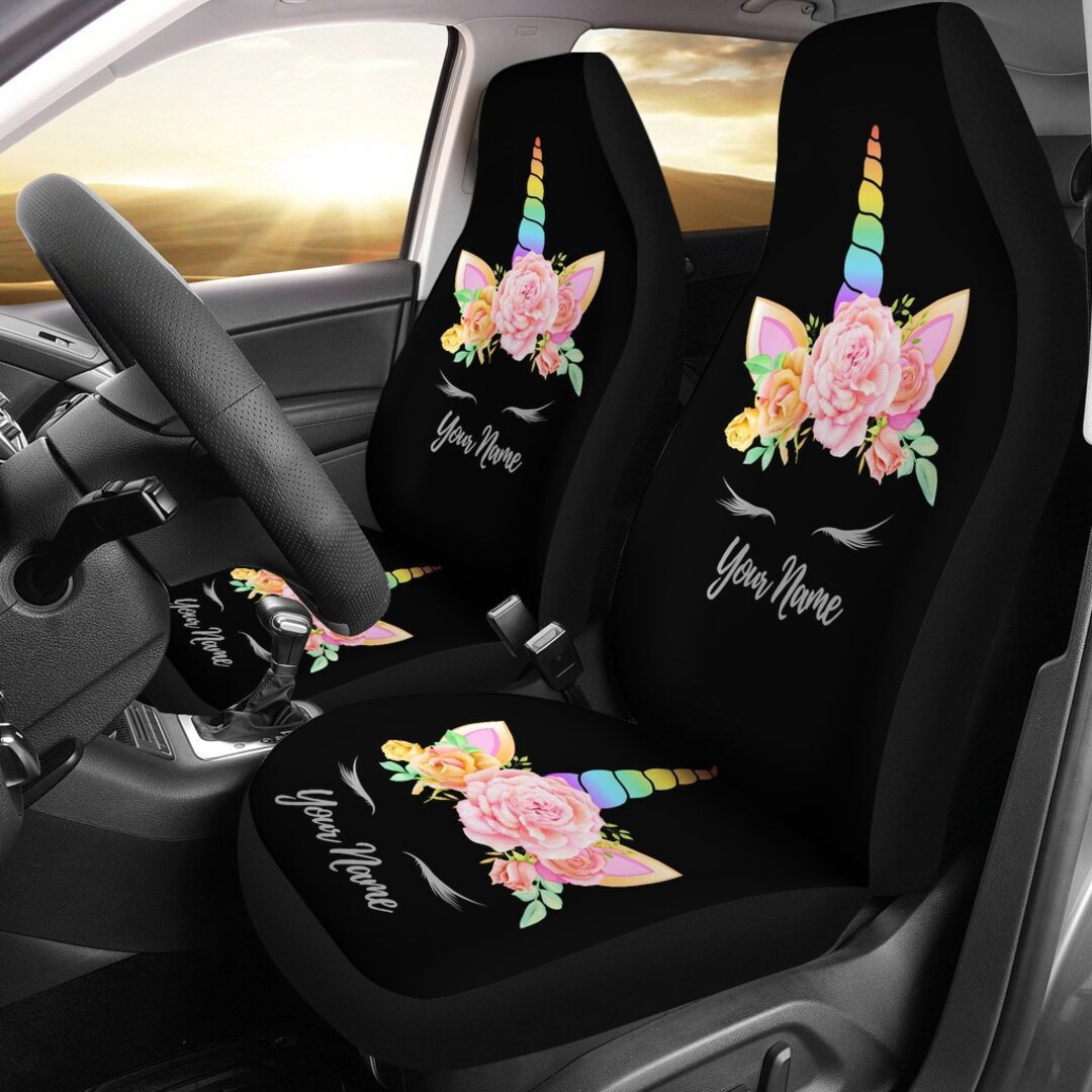 Best Unicorn Car Seat Covers black Style, Unicorn Lover Front Car Cover