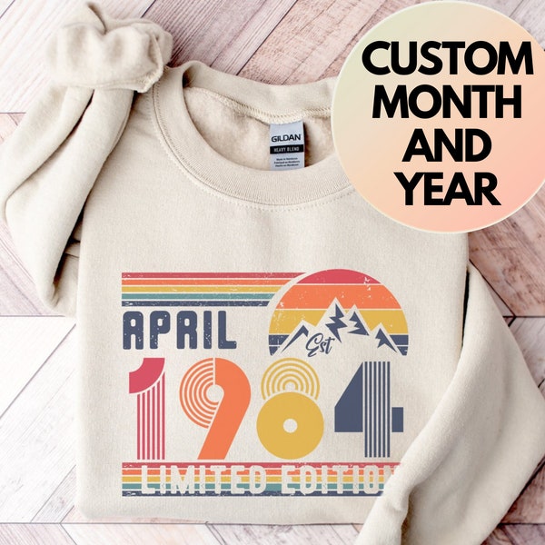 Sudadera de 1984, suéter de sudadera de cumpleaños de 1984, sudor de número de año de cumpleaños de 1984 para mujeres u hombres, regalo de cumpleaños, camisa de cumpleaños número 40