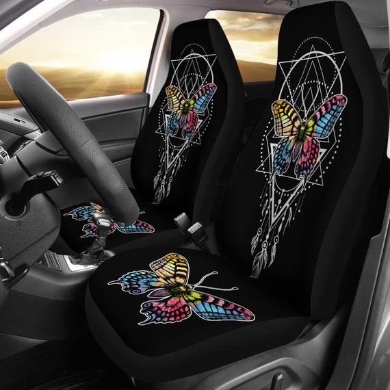 Best Butterfly Feather Car Seat Covers, Butterfly Lover Front Car Cover  Gift, Custom Car Seats, Colorful Butterfly Car Seat Print Set 