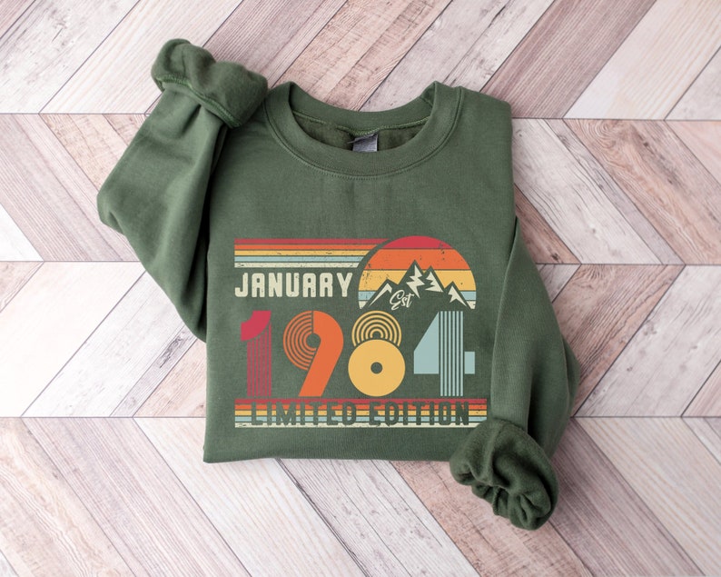 1984 Sweatshirt, 1984 Birthday Sweatshirt Sweater, 1984 Birthday Year Number Sweat for Women Or Man, Birthday Gift, 40th Birthday Shirt image 2