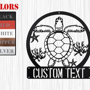 Personalized Sea Turtle Monogram Metal Sign, Custom Sea Turtle Metal Sign, Sea Turtle Decor Gift, Housewarming Outdoor Metal Wall Decor