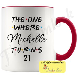 7 Colors Personalized 21st Birthday Mug, Happy 21st Birthday, 21st Bday Gift For Her & Him, Twenty-first Birthday Mug, Milestone Birthday Red-White