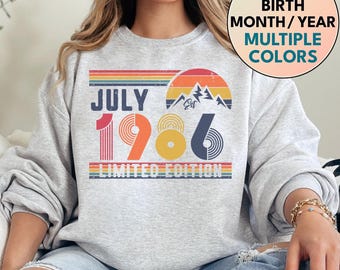 1986 Sweatshirt, 1986 Birthday Sweatshirt Sweater, 1986 Birthday Year Number Sweat for Women Or Man, Birthday Gift, 40th Birthday Shirt
