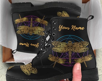 Custom Dragonflies Men And Women Boots, Dragonflies Pattern Booties, Dragonfly Lover Gift, Dragonfly Shoes, Miraculous Dragonfly Boots