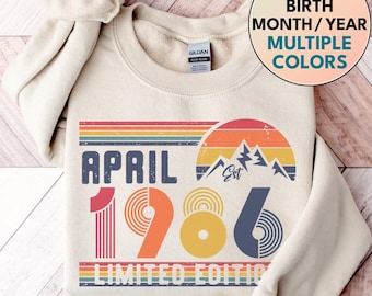 Sweat-shirt d'anniversaire rétro 1986 - Cadeau vintage pour 40e anniversaire - T-shirt unisexe pour homme et femme - Tenue de fête d'anniversaire de style classique des années 90