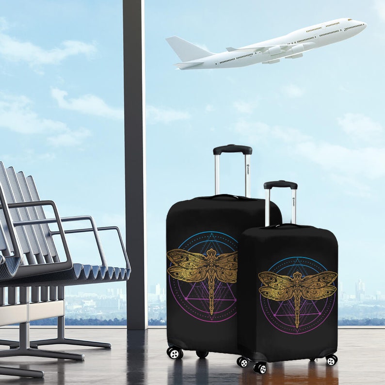 Dragonflies Fabric Luggage Cover Decor Dragonfly Luggage Suitcase Cover Luggage Protector Dragonfly Gift Item Custom Luggage Wrap