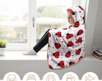 Ladybug Love Hooded Blanket, Hooded Ladybug Throw, Ladybird Lover