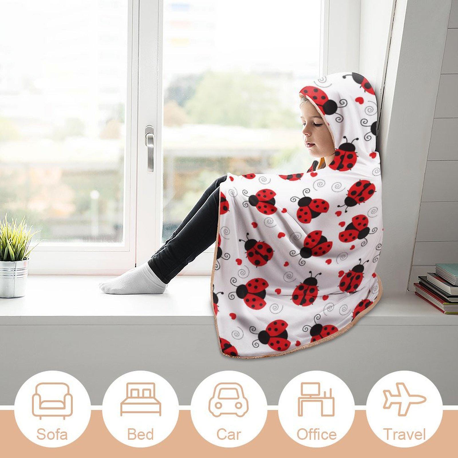 Ladybug Love Hooded Blanket, Hooded Ladybug Throw, Ladybird Lover