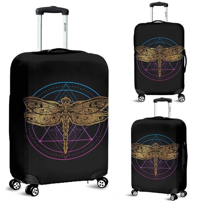 Dragonflies Fabric Luggage Cover Decor Dragonfly Luggage Suitcase Cover Luggage Protector Dragonfly Gift Item Custom Luggage Wrap