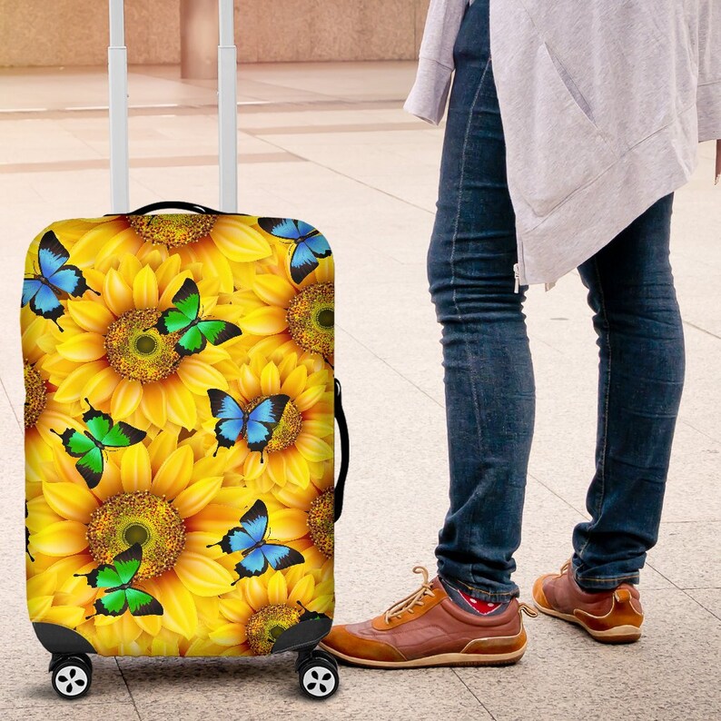 Sunflower Butterfly Luggage Suitcase Cover Sunflower Case Etsy