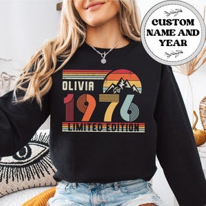1976 Limited Edition 50th Birthday Sweatshirt, Custom Name Retro Gift, Men Women Fifty Years Old Party Tee Gift, Fifties Milestone Pullover