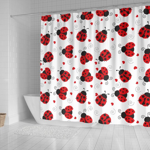 Ladybugs Love Shower Curtain Ladybird Bath Bathroom Curtain Etsy