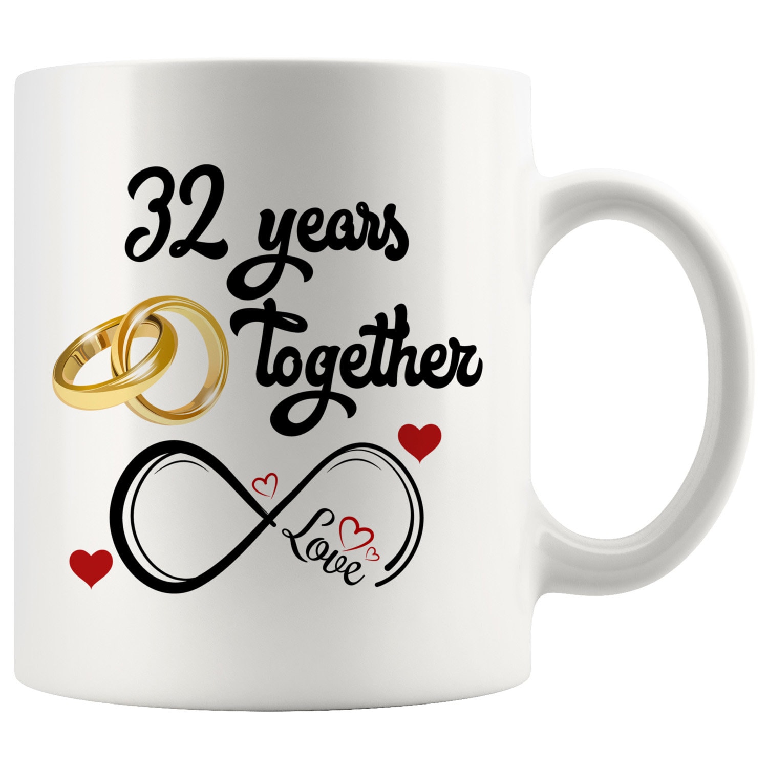 32nd Wedding Anniversary Gift for Him and Her, 32nd Anniversary Mug for
