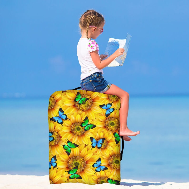 Sunflower Butterfly Luggage Suitcase Cover Sunflower Case Etsy