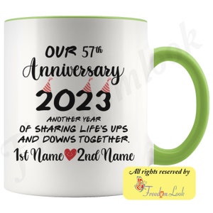 Personalisierte 57. Hochzeitstag Geschenk für Ihn und Sie, Siebenundfünfzigste Tasse für Ehemann & Frau, Frau Hubby Tasse, 57 Jahre zusammen Bild 7