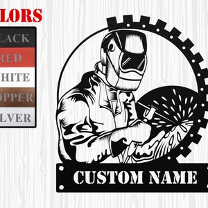 Custom Welding Name Metal Sign – Personalize Welder Name, Welding Workshop Sign, Gift for Ironworker, Welder Wall Art, Metal Workshop Deco