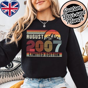 2007 Birthday Sweatshirt – 18th Retro Jumper Gift Idea – Vintage Hoodie for Men or Women – Born in 2007 – Unisex T-Shirt Birthday Gift